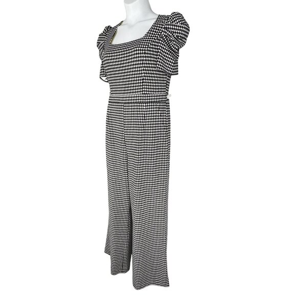 Women 12 Houndstooth Wide Leg Jumpsuit Pockets Stretch By Shelby & Palmer Office - Picture 4 of 16